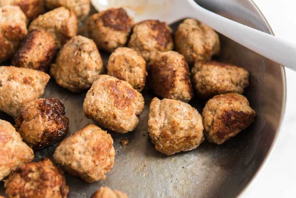 meatballs in pan