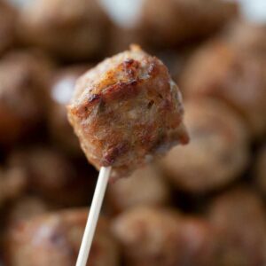 sausage bite on toothpick