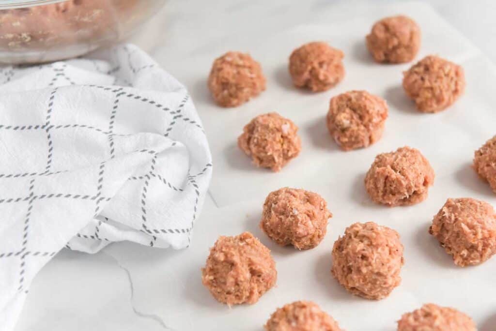 raw meatballs on counter