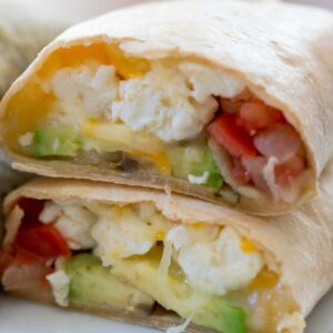 two breakfast burritos