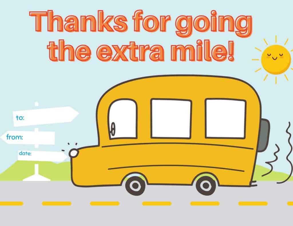 printable bus driver thank you card