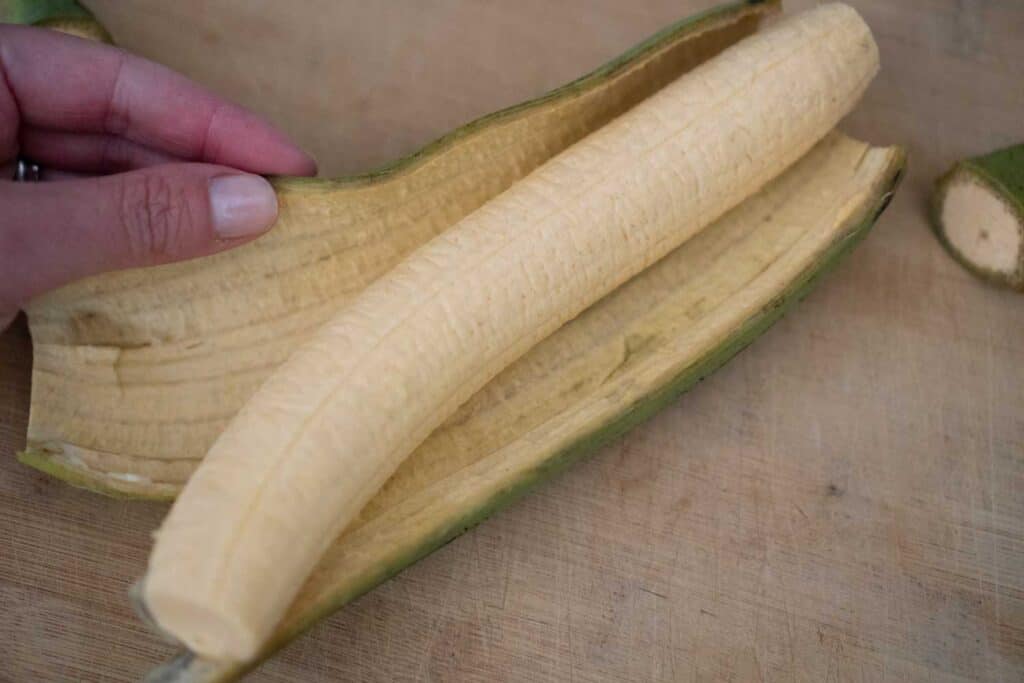 plantain being peeled