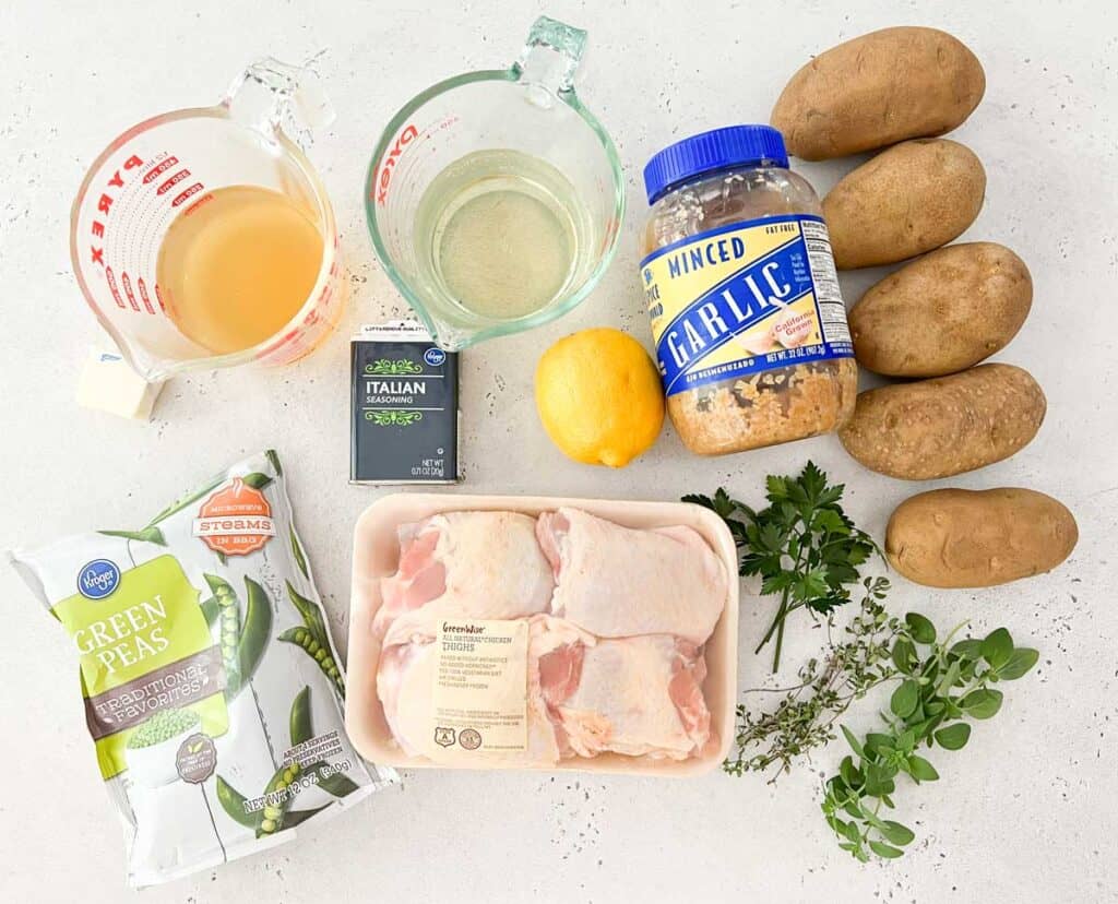 chicken vesuvio ingredients on countertop
