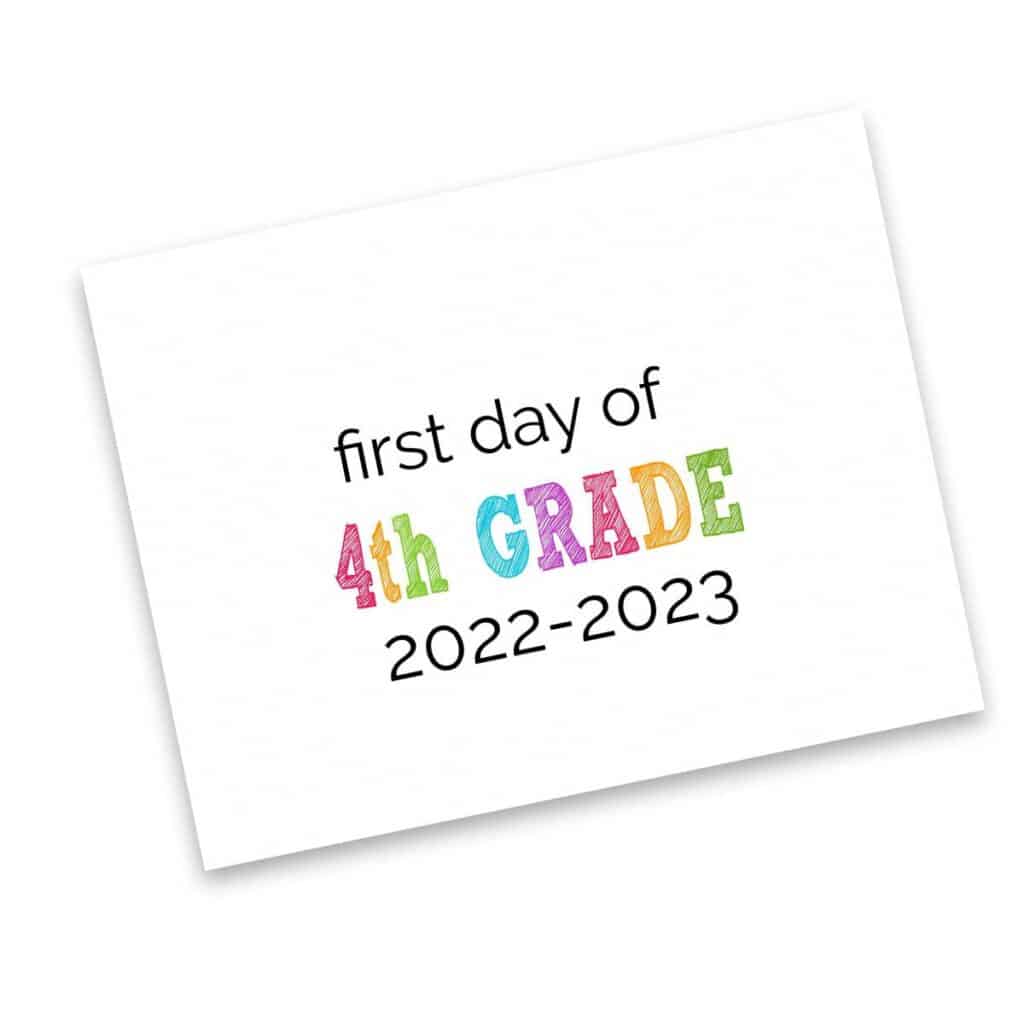First Day Of 4th Grade Free Printable Pdf