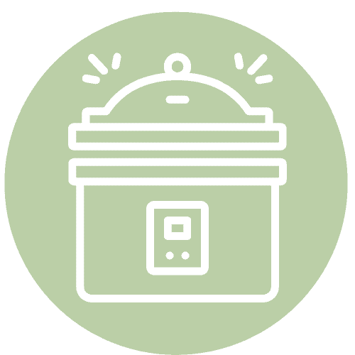 light green circle with an instant pot icon