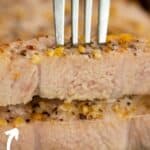collage of baked pork chops with recipe name overlay