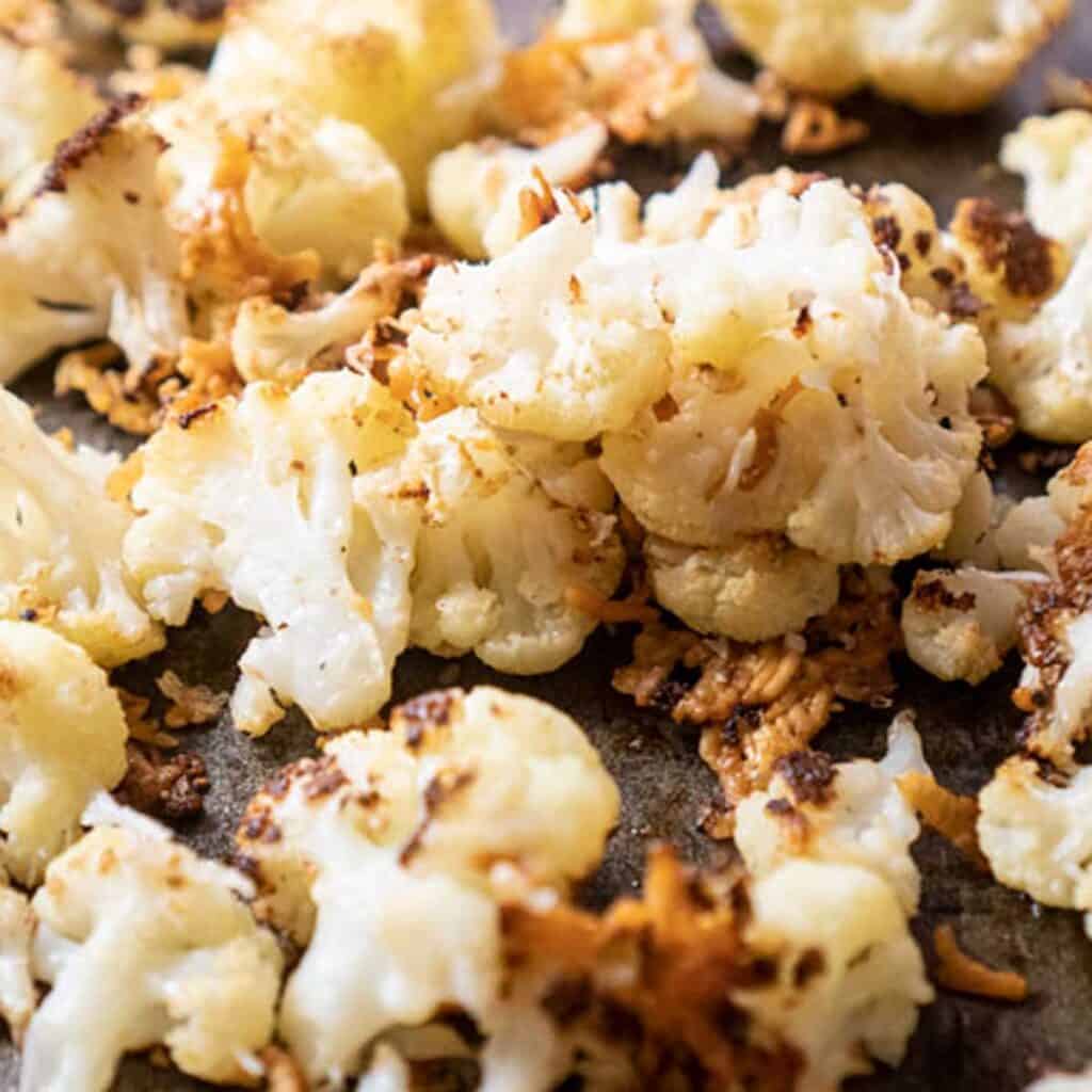 close up of roasted cauliflower