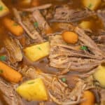 close up of pot roast made on the stove top