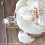 close up of skinny pumpkin spice latte in glass mug