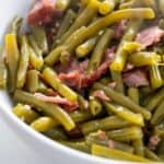 southern string beans in white bowl