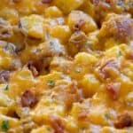 collage of bacon potato casserole with recipe name overlay