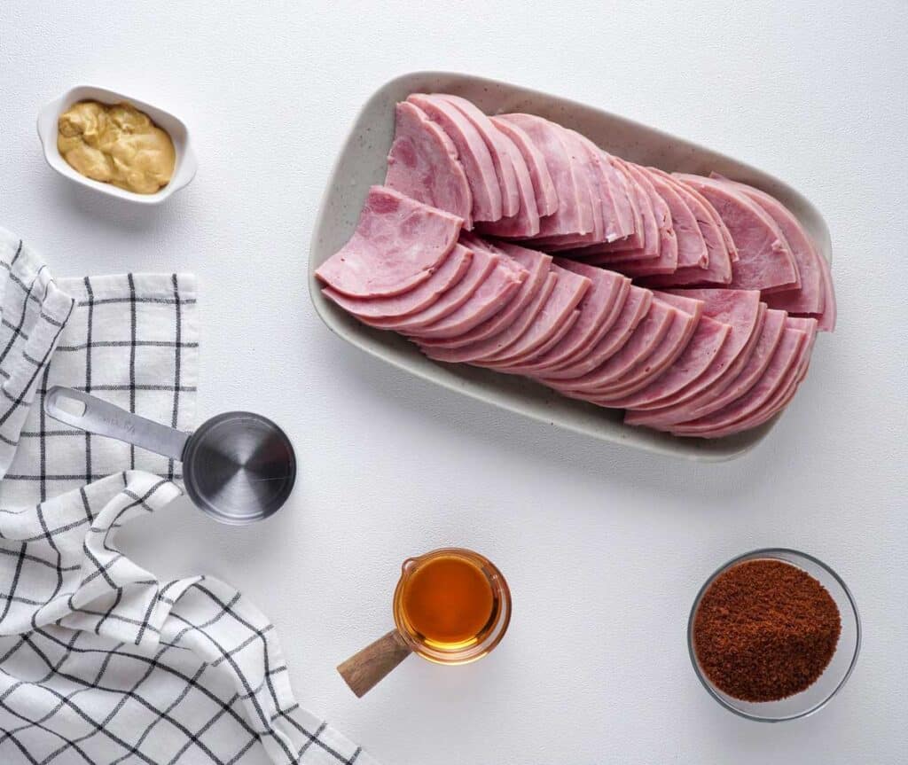 slow cooker ham ingredients on counter