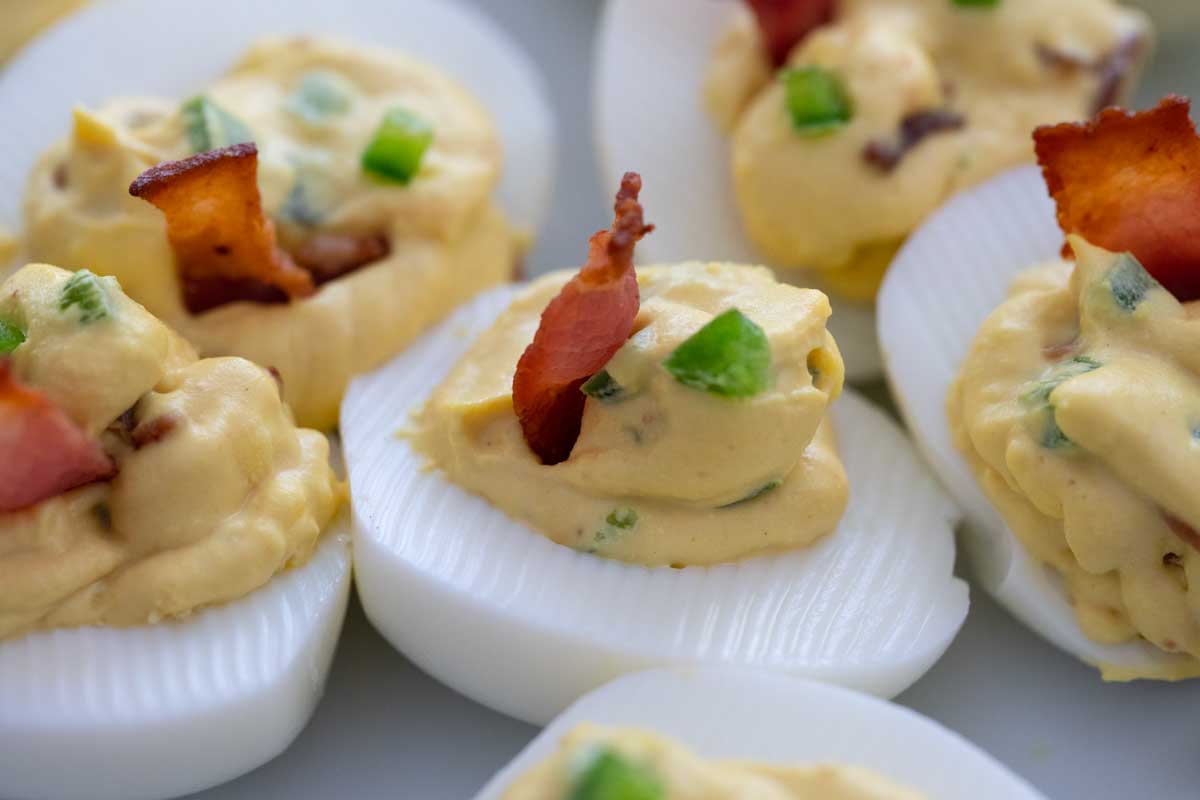 Spicy Deviled Eggs with Bacon and Jalapeno - Chili Pepper Madness