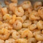 close up of pan fried shrimp