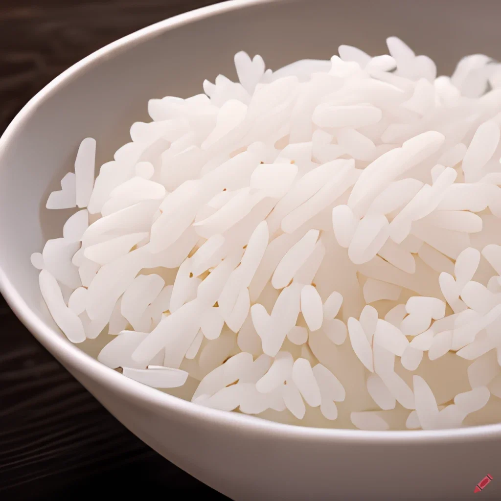 close up of white rice in white bowl