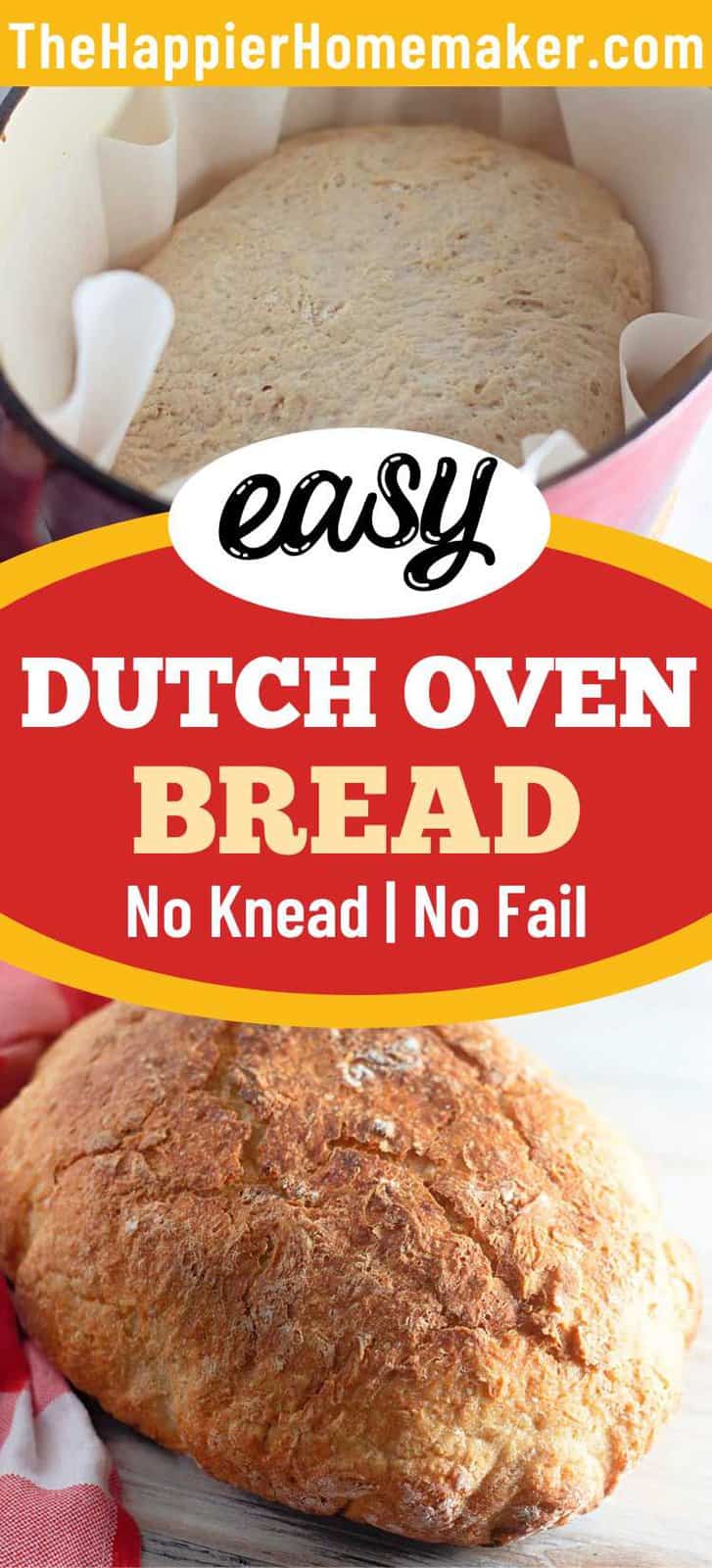 No Knead Dutch Oven Bread - The Happier Homemaker