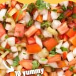 collage of pico de gallo with overlay reading what to eat with pico de gallo