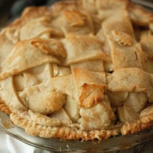 close up of apple pie
