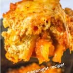 collage of slow cooker baked ziti with recipe name overlay