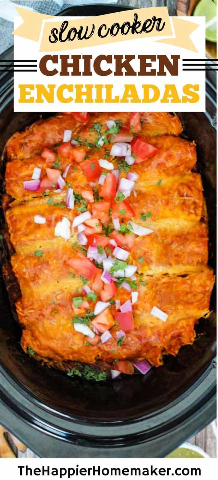 Slow Cooker Chicken Enchiladas - The Happier Homemaker