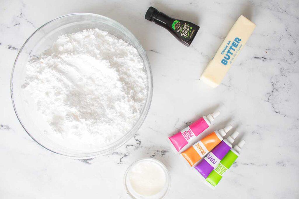 butter mint ingredients on marble countertop