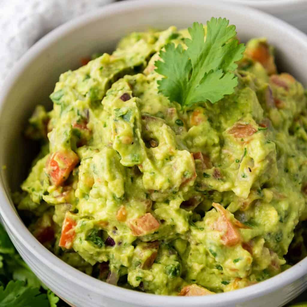 bowl with homemade guacamole