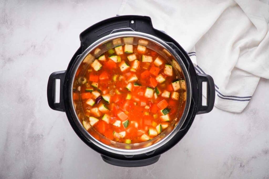 minestrone soup in Instant Pot before cooking