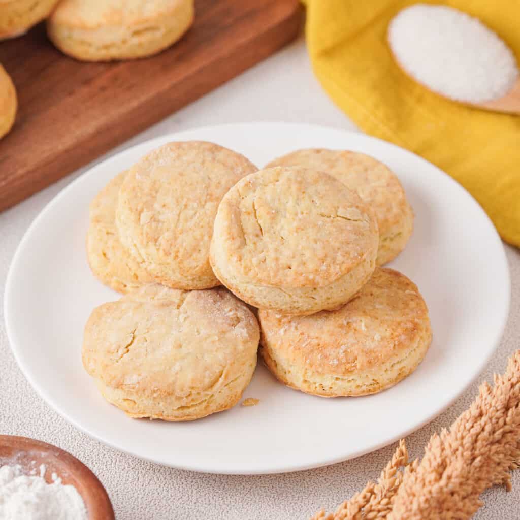 buttermilk biscuits on white plate