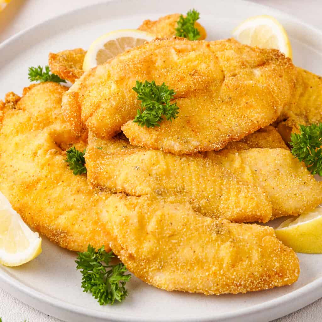 plate of fried catfish filets