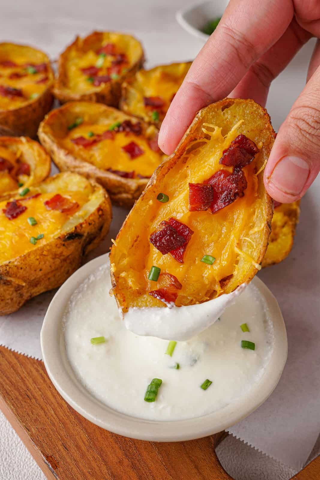 Crispy Oven Baked Potato Skins - The Happier Homemaker