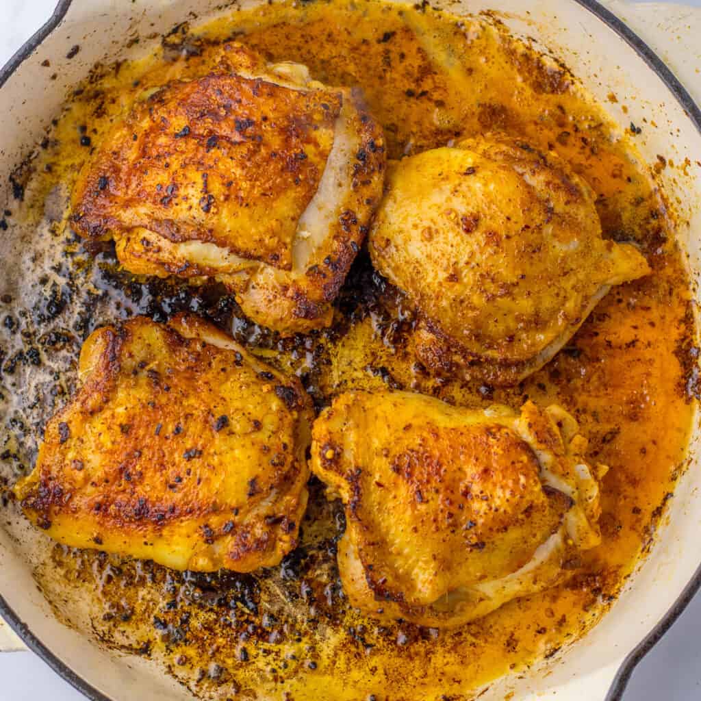 browning chicken in pot