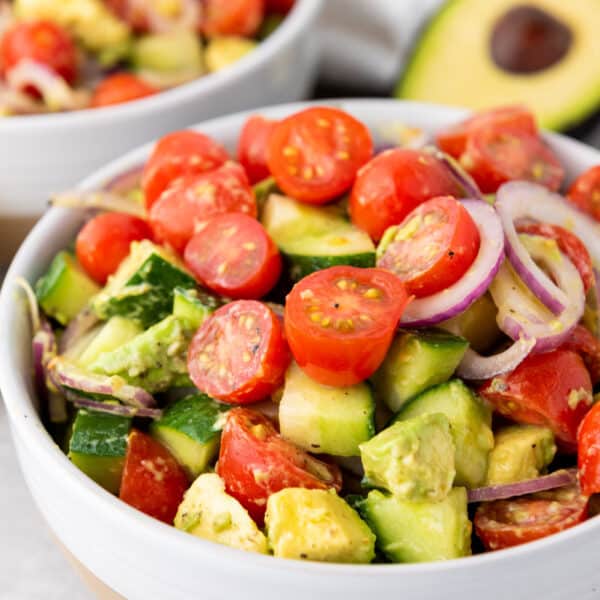 Cucumber Tomato Avocado Salad - The Happier Homemaker