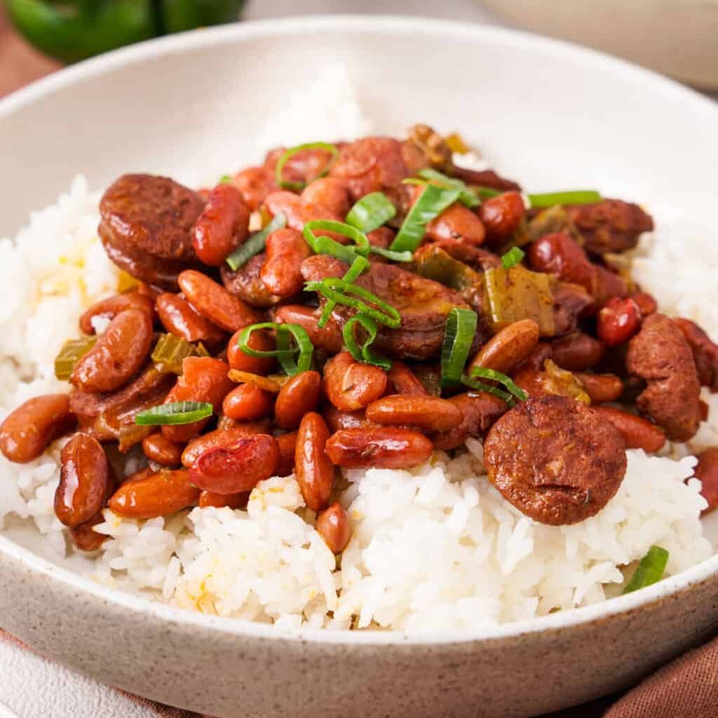 red beans and rice in bowl