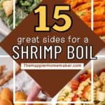 collage of sides for shrimp boil