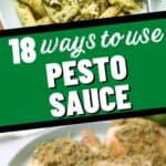 collage of ways to use pesto