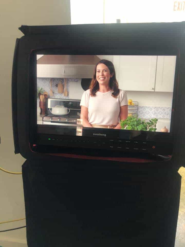 Melissa Riker on viewing screen shooting a commercial for Country Crock