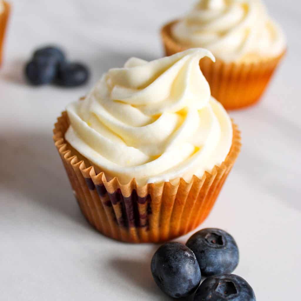 lemon blueberry cupcake with lemon frosting