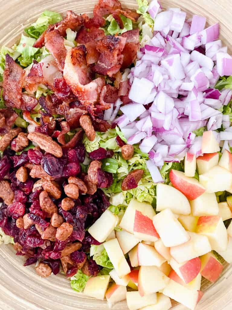 brussels sprouts salad before mixing together