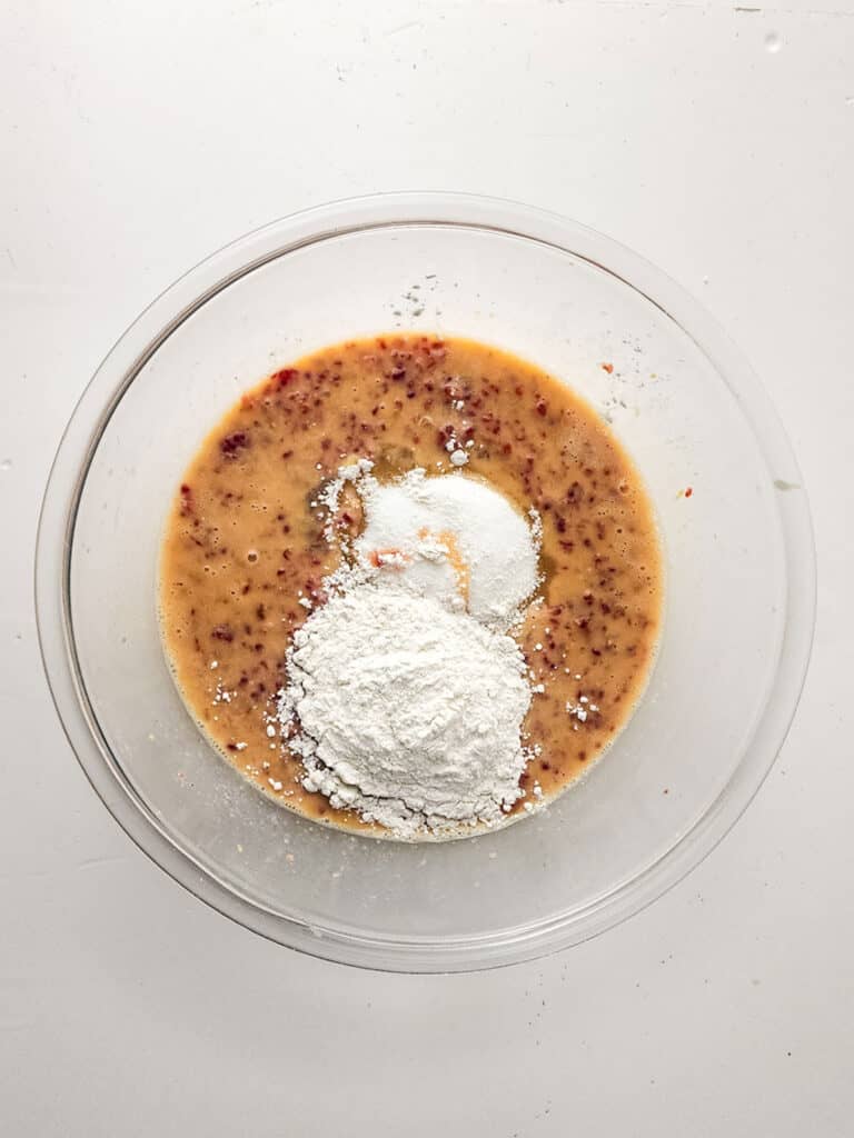 raspberry lemon bar filling before mixing