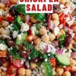 collage of Mediterranean Chickpea Salad with recipe name overlay