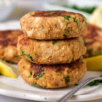 stack of crab cakes on plate