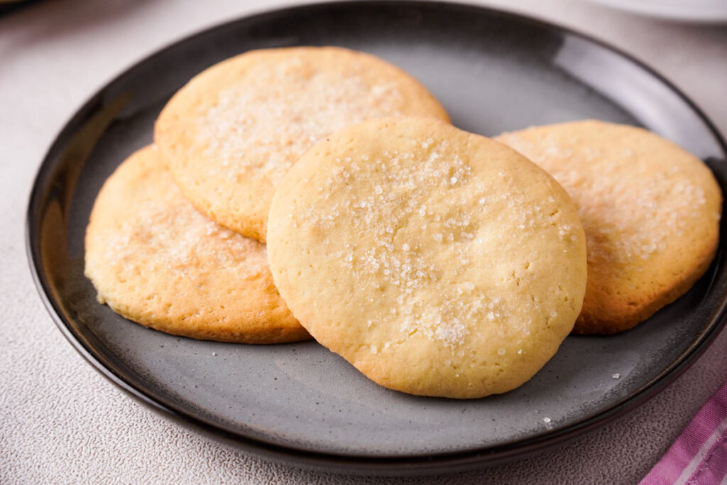 4 Southern tea cakes on gray plate