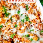 collage of meatball casserole with recipe name overlay