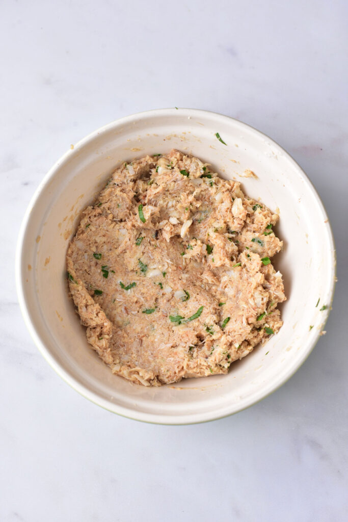 crab cake mixture in bowl