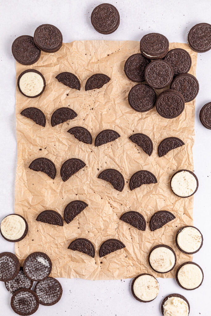 oreos broken into piece to make wings for oreeo bats