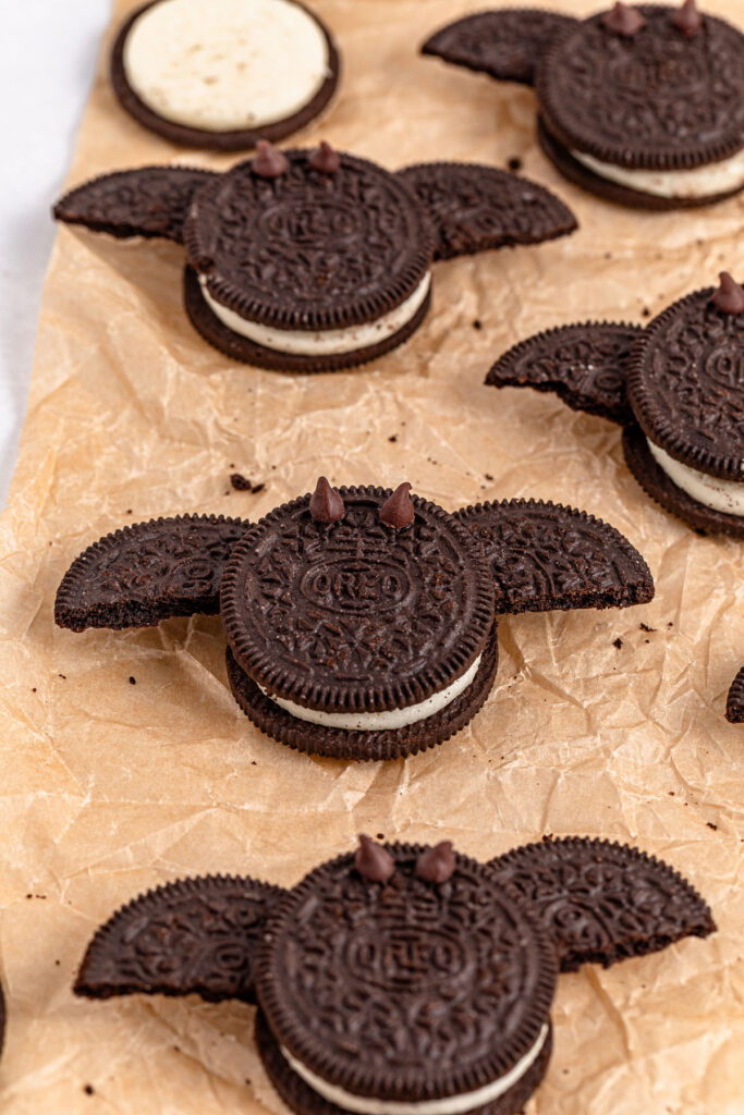 process shot of making oreo bats