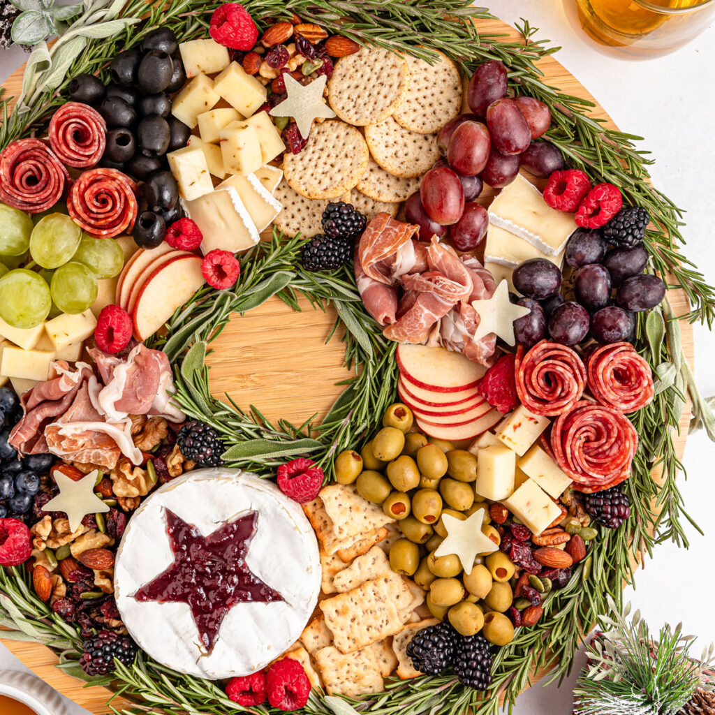 Christmas charcuterie board wreath