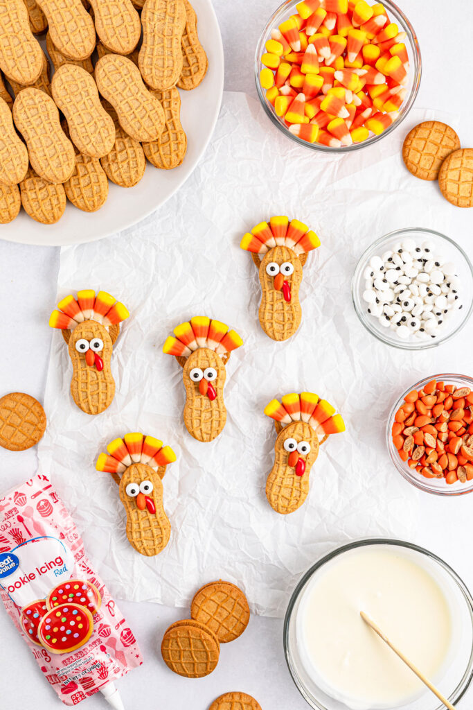 Nutter Butter Turkeys with ingredients surrounding