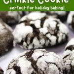 collage of chocolate mint crinkle cookies with recipe name overlay