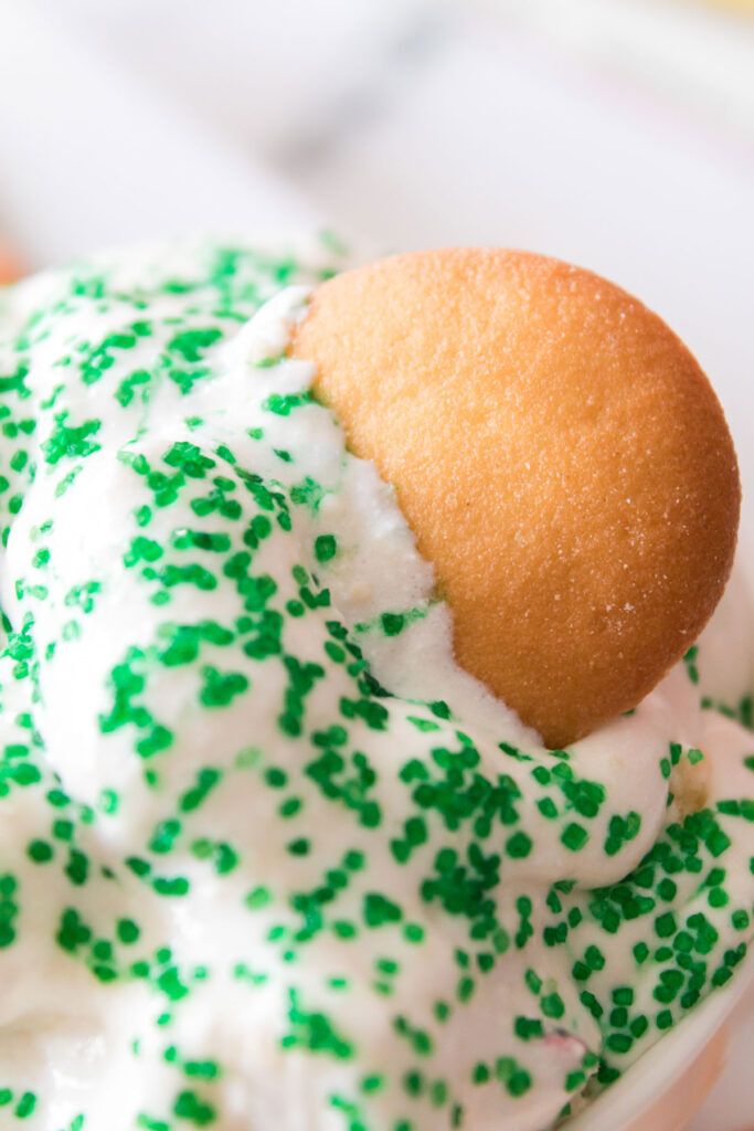 nilla wafer in Little Debbie Christmas Tree dip